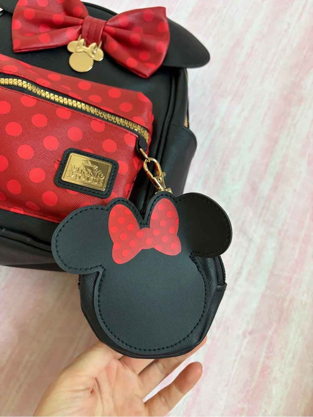Bioworld Kids Black and Red Polka Dot Bow Ear Backpack